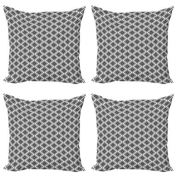 Ambesonne Geometric Throw Pillow Cover 4 Pack, Monochrome Americas, 16", Black White