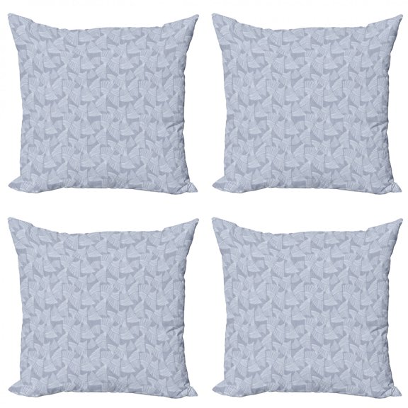 Geometric Throw Pillow Cushion Case Pack of 4, Wave Formed Ornamental Shapes with Stripes in Brushed Style, Modern Accent Double-Sided Print, 4 Sizes, Ceil Blue Purpleblue, by Ambesonne