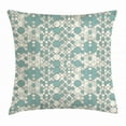 thumbnail image 1 of Geometric Throw Pillow Cushion Cover, Big Small Circles Pale Tones Lattice Pattern in Abstract Modern Artwork, Decorative Square Accent Pillow Case, 24 X 24 Inches, Beige Pale Teal, by Ambesonne, 1 of 2