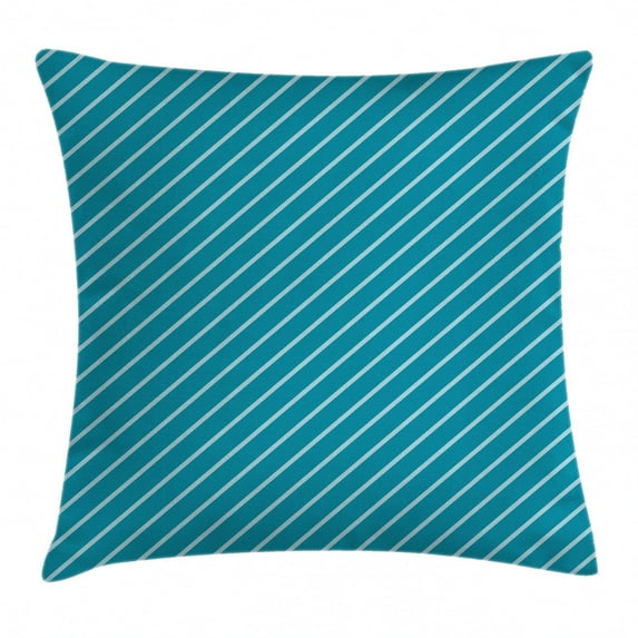 Geometric Throw Pillow Cushion Cover, Diagonal Striped Pattern Mediterranean Cruise Colors Ocean Travel Adventure, Decorative Square Accent Pillow Case, 18 X 18 Inches, Light Blue Teal, by Ambesonne