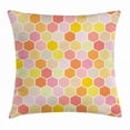 thumbnail image 1 of Geometric Throw Pillow Cushion Cover, Hexagon Honeycomb Inspired Geometric Modules Contrast Pastel Tones Vintage Print, Decorative Square Accent Pillow Case, 24 X 24 Inches, Multicolor, by Ambesonne, 1 of 2