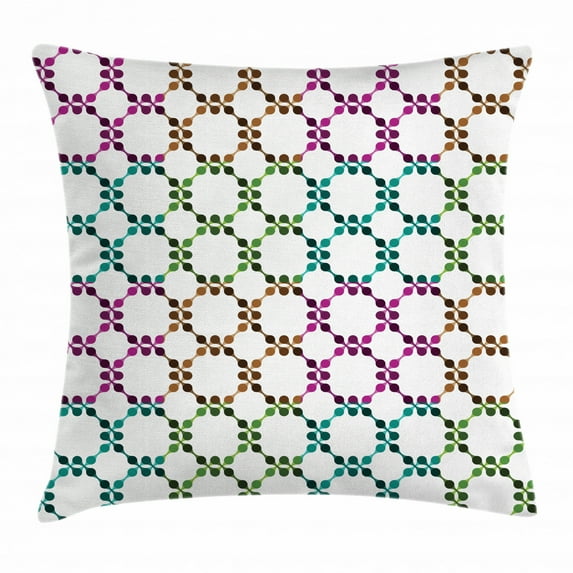 Geometric Throw Pillow Cushion Cover, Modern Style Design of Chain Linked Interlacing Blended Pastel Colored Pattern, Decorative Square Accent Pillow Case, 16 X 16 Inches, Multicolor, by Ambesonne