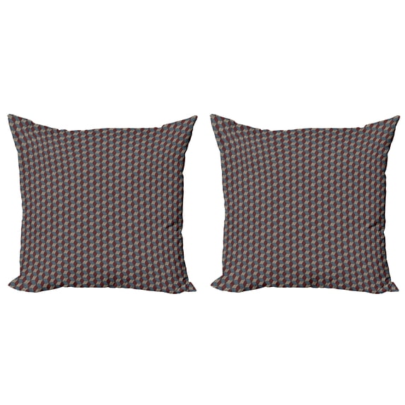 Ambesonne Geometric Throw Pillow Cover 2 Pack, Checkered Boards Cubic, 24", Multicolor