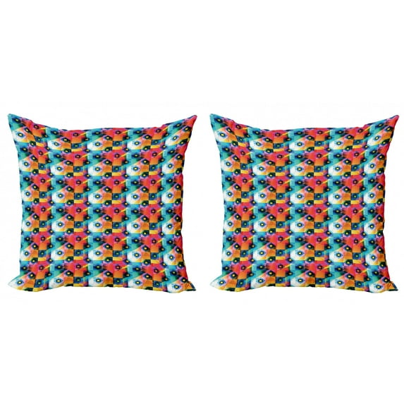 Ambesonne Geometric Throw Pillow Cover 2 Pack, Diamonds and Dot, 16", Multicolor