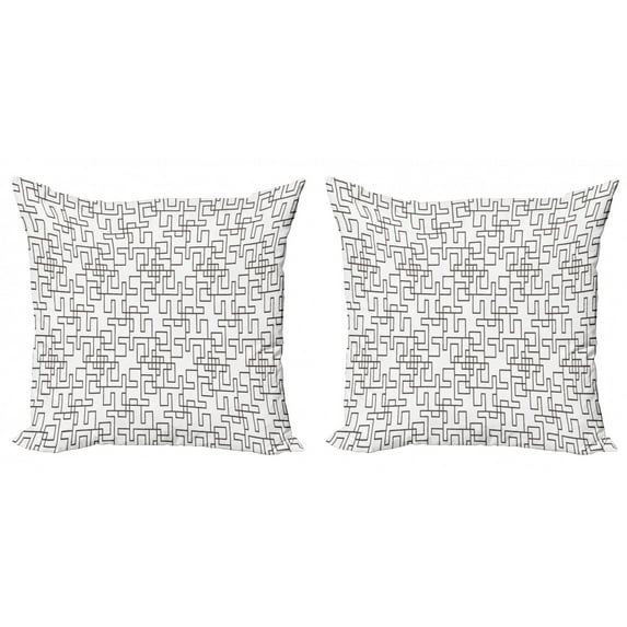 Ambesonne Geometric Throw Pillow Cover 2 Pack, Abstract Modern Grid, 20", Umber White