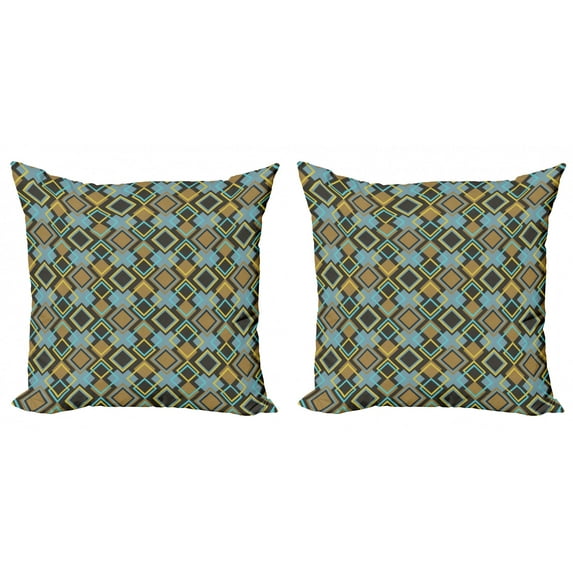 Ambesonne Geometric Throw Pillow Cover 2 Pack, Bullseye Modern Mosaic, 18", Multicolor