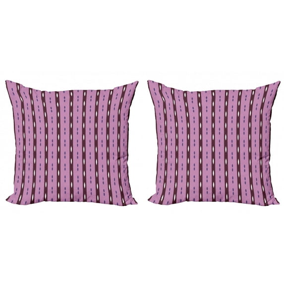 Geometric Throw Pillow Cushion Cover Pack of 2, Beaded Diamond Shapes Built-in Parallel Pinstripes Repeating Pattern, Zippered Double-Side Digital Print, 4 Sizes, Maroon Eggplant White, by Ambesonne