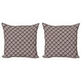 thumbnail image 1 of Geometric Throw Pillow Cushion Cover Pack of 2, Brush Effect Maze-look Rhombuses Intersecting with Circles Print, Zippered Double-Side Digital Print, 4 Sizes, Pale Pink White, by Ambesonne, 1 of 2