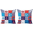 thumbnail image 1 of Ambesonne Geometric Throw Pillow Cover 2 Pack, Anchor Helm and Fish, 20", Multicolor, 1 of 6