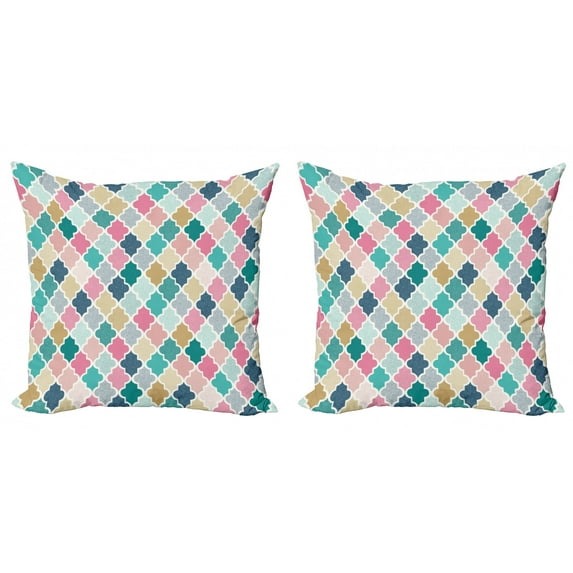 Ambesonne Geometric Throw Pillow Cover 2 Pack, Classical Moroccan, 24", Multicolor