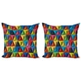 thumbnail image 1 of Geometric Throw Pillow Cushion Cover Pack of 2, Colorful Triangle Geometric Pyramid Forms Modern Patterns New Age Art Urban Home, Zippered Double-Side Digital Print, 4 Sizes, Multicolor, by Ambesonne, 1 of 6
