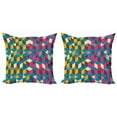 thumbnail image 1 of Geometric Throw Pillow Cushion Cover Pack of 2, Composition of Colorful Structure Blocks with Polka Dots and Stripes, Zippered Double-Side Digital Print, 4 Sizes, Multicolor, by Ambesonne, 1 of 2