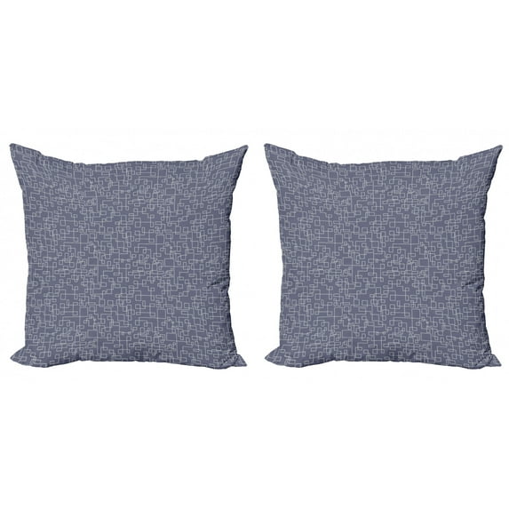 Ambesonne Geometric Throw Pillow Cover 2 Pack, Interweaved Stripes, 16", Purple Grey and Coconut