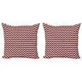 thumbnail image 1 of Ambesonne Geometric Throw Pillow Cover 2 Pack, Bicolor Oval Shapes, 20", Vermilion Grey White, 1 of 2