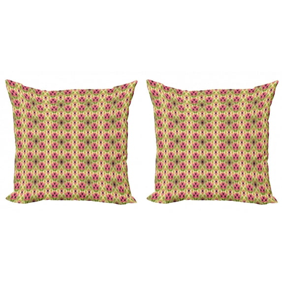 Geometric Throw Pillow Cushion Cover Pack of 2, Diamond Shaped Formation in Different Tones, Zippered Double-Side Digital Print, 4 Sizes, Cream Multicolor, by Ambesonne