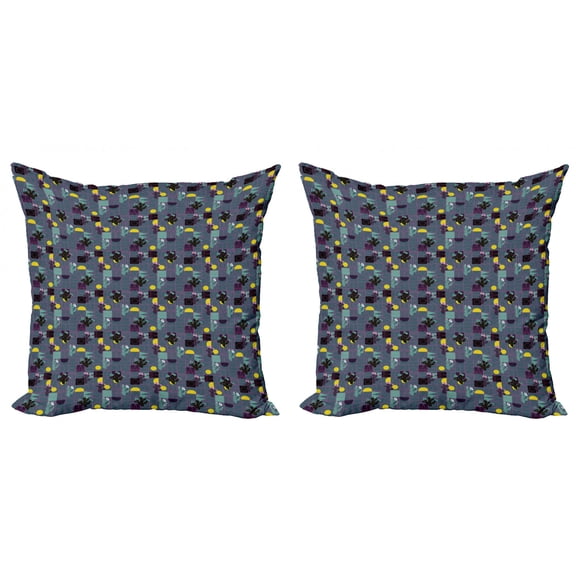 Geometric Throw Pillow Cushion Cover Pack of 2, Disorganized Cacti with Polka Dots and Absurd Mesh Modern Art Abstract Design, Zippered Double-Side Digital Print, 4 Sizes, Multicolor, by Ambesonne