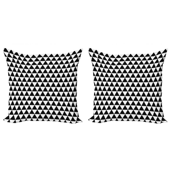 Ambesonne Geometric Throw Pillow Cover 2 Pack, Grunge Triangular Arr, 18", Charcoal Grey and White