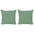 thumbnail image 1 of Geometric Throw Pillow Cushion Cover Pack of 2, Herringbone Pattern with Angled Stripes and Rhombuses Triangles, Zippered Double-Side Digital Print, 4 Sizes, Fern Green Vermilion, by Ambesonne, 1 of 2