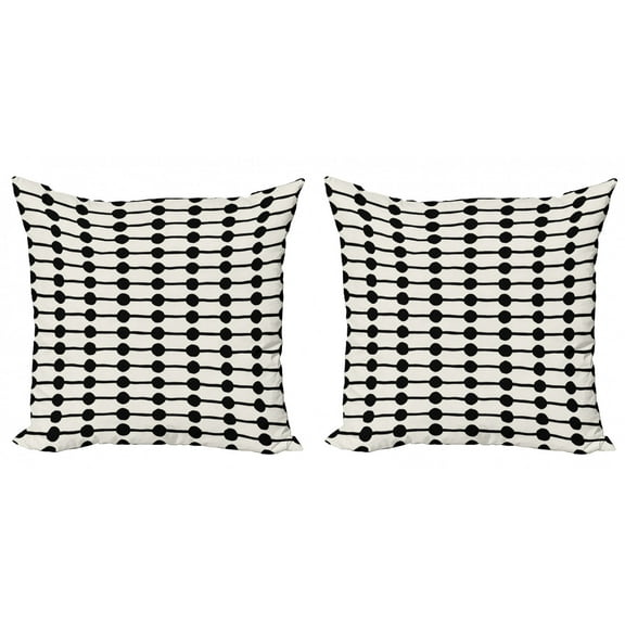 Ambesonne Geometric Throw Pillow Cover 2 Pack, Minimalist Hearts Line, 18", Ivory Black
