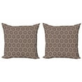 thumbnail image 1 of Geometric Throw Pillow Cushion Cover Pack of 2, Outlined Hexagon Diamond Shapes Repeating Pattern Turtle Shell Motif, Zippered Double-Side Digital Print, 4 Sizes, Beige and Dark Brown, by Ambesonne, 1 of 2