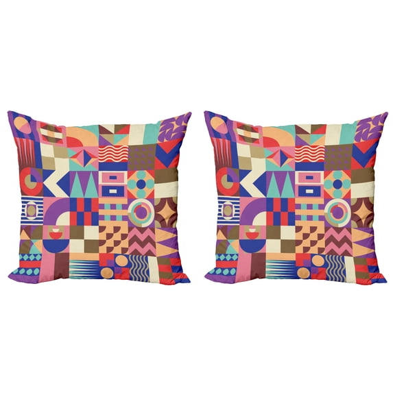 Ambesonne Geometric Throw Pillow Cover 2 Pack, Patchwork Mosaic Tile, 20", Multicolor