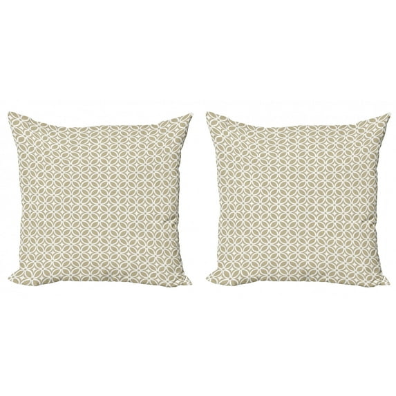 Geometric Throw Pillow Cushion Cover Pack of 2, Repetitive Abstract Image Composed with Shapes Like 4 Pointed Stars and Dots, Zippered Double-Side Digital Print, 4 Sizes, Dusk and White, by Ambesonne