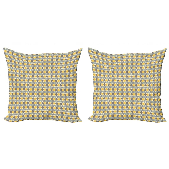 Geometric Throw Pillow Cushion Cover Pack of 2, Retro Style Deformed Circles Formed by Brushstrokes Repeating Horizontal Pattern, Zippered Double-Side Digital Print, 4 Sizes, Multicolor, by Ambesonne