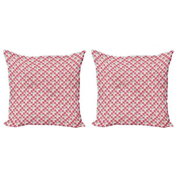 Geometric Throw Pillow Cushion Cover Pack of 2, Retro Tile Pattern of Small and Colorful Circles Round Shapes with Grunge Effect, Zippered Double-Side Digital Print, 4 Sizes, Multicolor, by Ambesonne