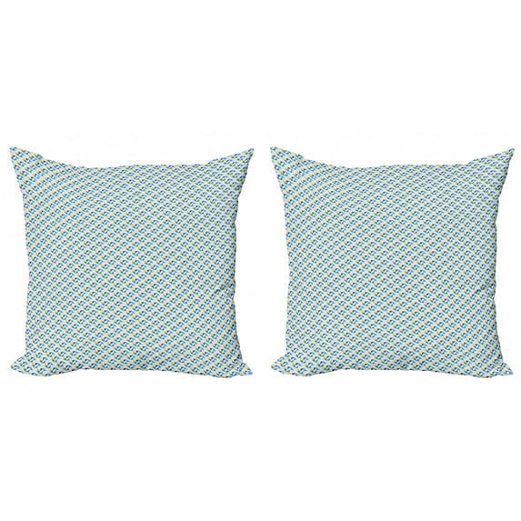 Geometric Throw Pillow Cushion Cover Pack of 2, Simplistic Contemporary Pattern of Motif with Triangles, Zippered Double-Side Digital Print, 4 Sizes, Pearl Sea Blue, by Ambesonne