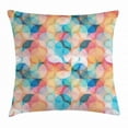 thumbnail image 1 of Geometric Throw Pillow Cushion Cover, Soft Toned Hazy Overlap Circles Mosaic Birthday Party Pastel Design, Decorative Square Accent Pillow Case, 18 X 18 Inches, Peach Rose Blue Coral, by Ambesonne, 1 of 2