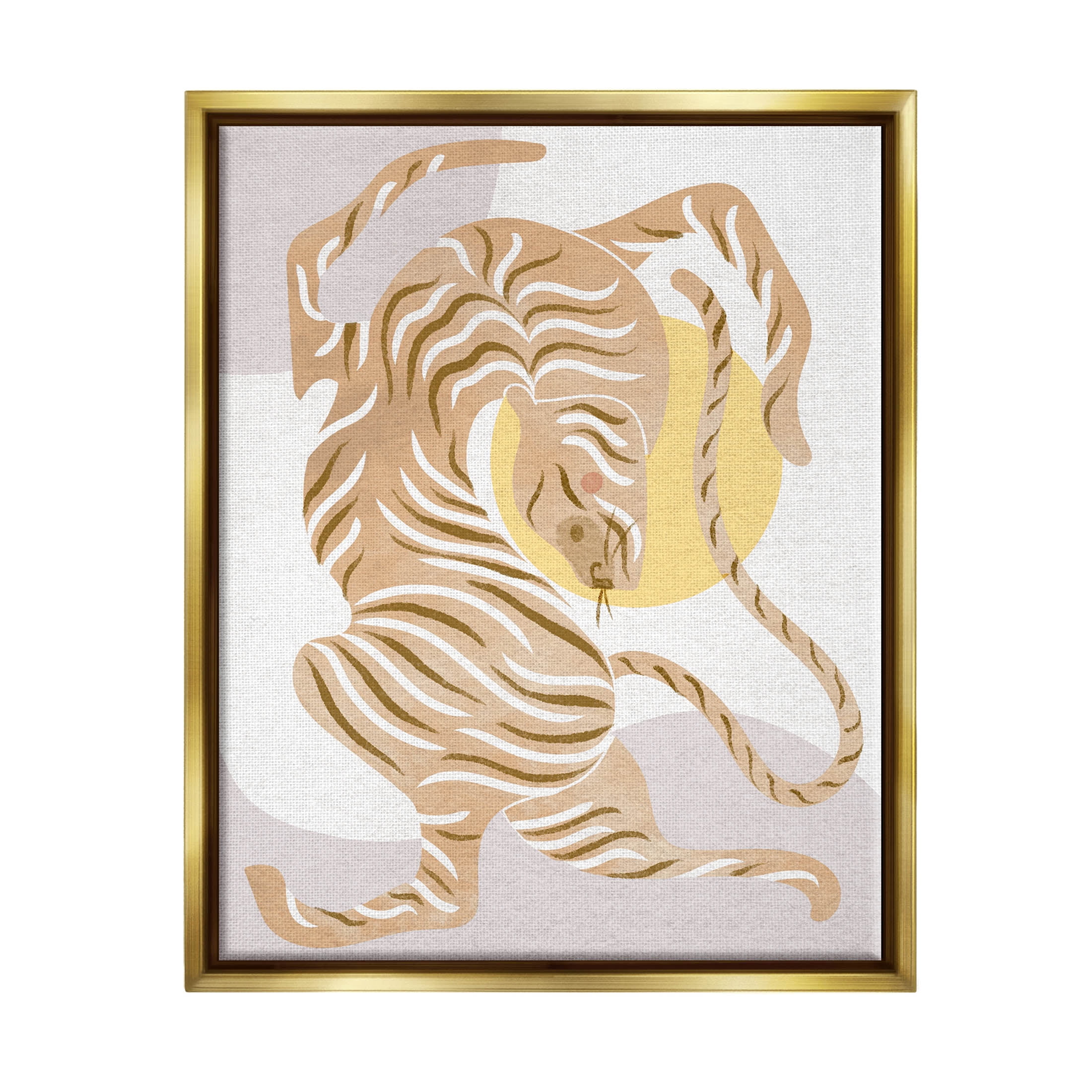 Geometric Tiger Stripes Shapes Animals & Insects Graphic Art Metallic Gold Framed Art Print Wall Art