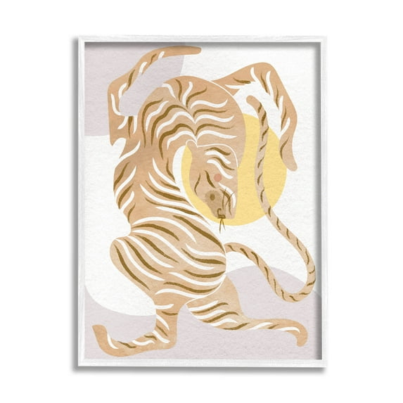 Geometric Tiger Stripes Shapes Animals & Insects Graphic Art White Framed Art Print Wall Art