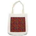 thumbnail image 1 of Geometric Tote Bag, Colorful Rhombuses with Heart Flower and Polka Dots Pattern Abstract Illustration, Cloth Linen Reusable Bag for Shopping Books Beach and More, 16.5" X 14", Cream, by Ambesonne, 1 of 2