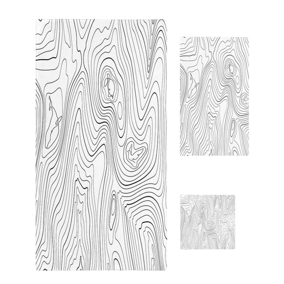Geometric Towel Set of 3, Soft Microfiber Bath Towels, Hand Towel, Washcloths, Modern Abstract Stripes Mountain Line Art Quick-Dry Absorbent Towels for Bathroom Kitchen Hotel Beach Gym Spa
