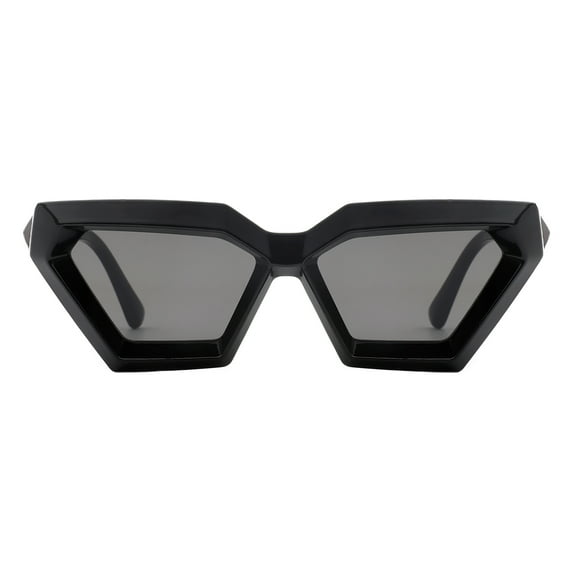 Geometric Trapezoid Shape Sunglasses Modern Gem Cut Frame Bold Style UV400 Black
