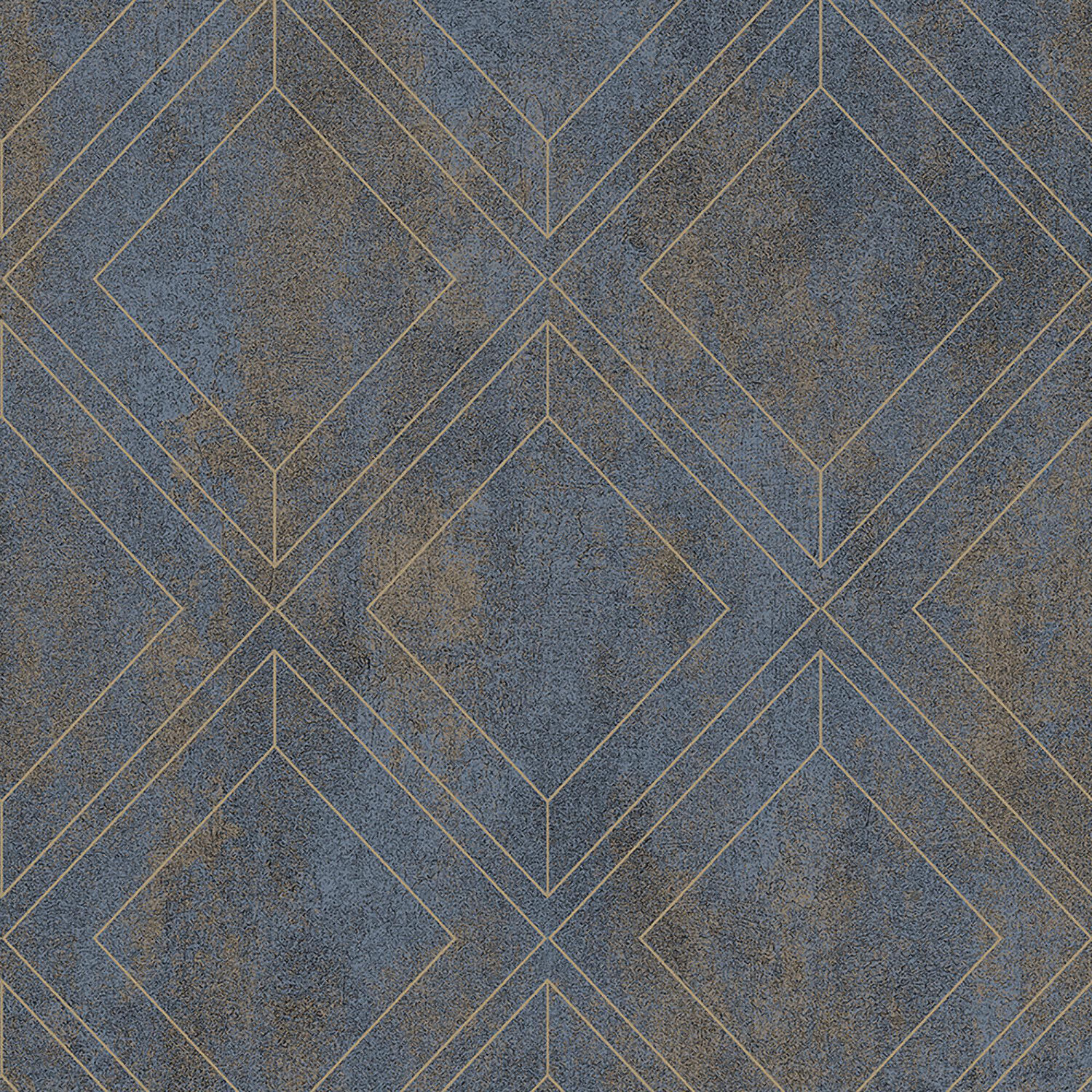 Geometric Trellis Rustic wallpaper Grey blue