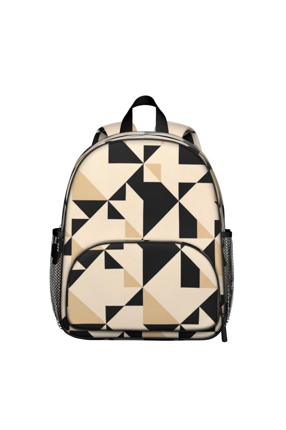 Geometric Triangle Beige Pattern Backpack for School, Cute School Bag with Adjustable Shoulder Straps and Padded Back, 13.8"x11.4"x6"