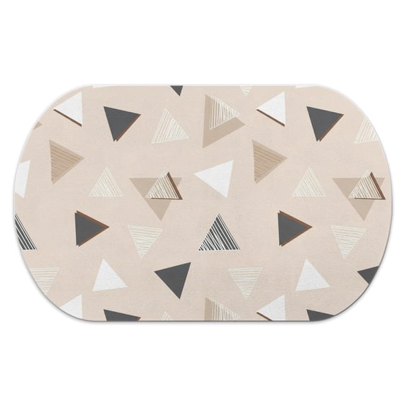 Geometric Triangle Beige Pattern Diatomaceous Earth Bath Mat, Entryway ...