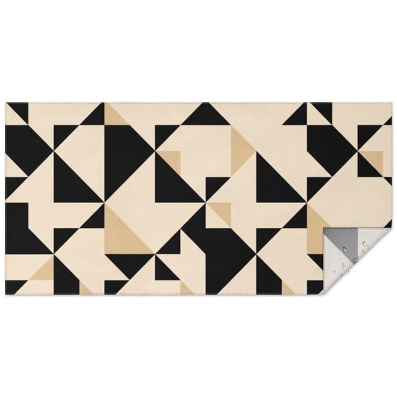 Table Menu App Geometric Triangle Beige Pattern Waterproof Tablecloth, Rectangular ...
