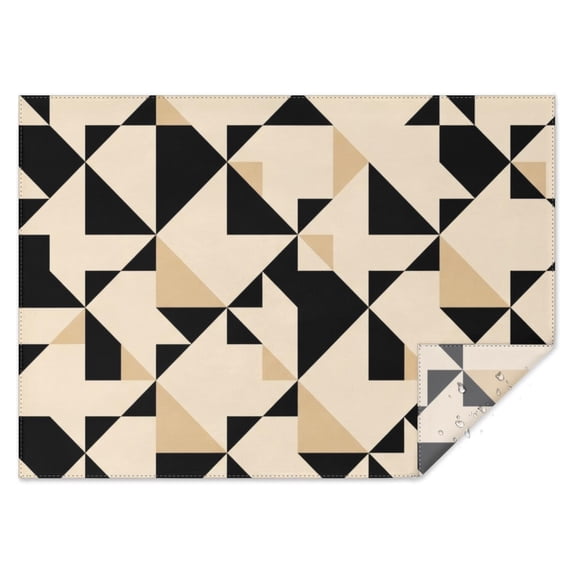 Geometric Triangle Beige Pattern Waterproof Tablecloth, Rectangular ...