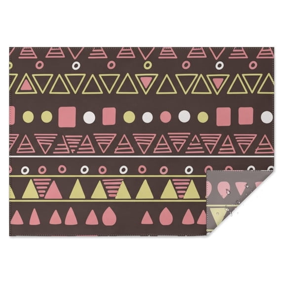 Geometric Triangle Brown Pattern Waterproof Tablecloth, Rectangular ...