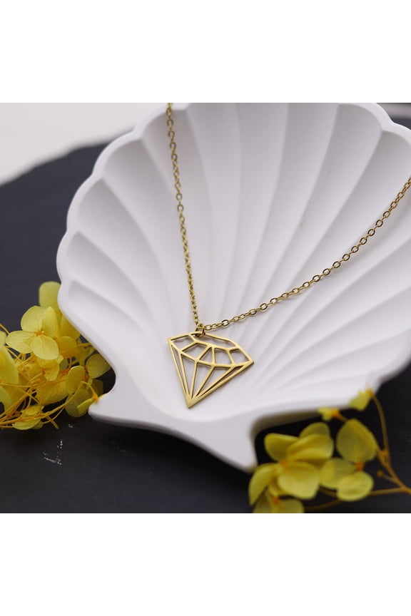 Geometric Triangle Circle Pendant Hollow Crystal-Shaped Necklace Stainless Steel Chain Choker For Men Women Wedding Gift