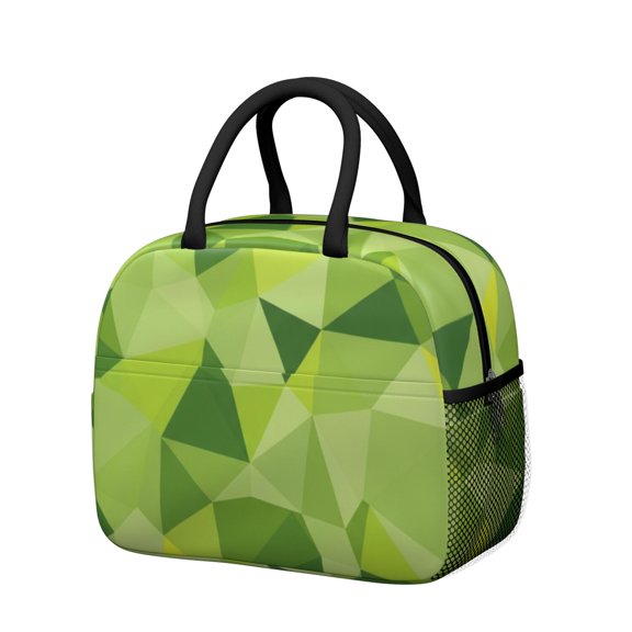 Geometric Triangle Green Pattern Insulated Leakproof Lunch Box for Work, Lunch Bag for Women Men, Loncheras Para Mujer for Beach Travel Picnic Camping