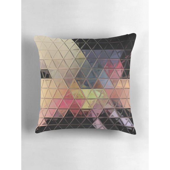 Geometric Triangle Mosaic, Pale Throw Pillow Cover, Double-Sided Print, Cover Only
