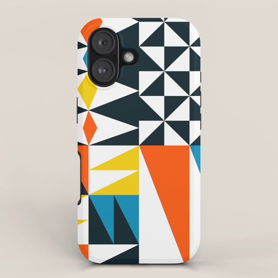 White Layer Triangles Geometric Triangle Mosaic Tough Case for Apple iPhone, Orange, Yellow ...