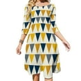 thumbnail image 1 of Geometric Triangle Pattern Design Gold Navy Gray Womens Summer Dress Tie Back A Line Flare Dress, 1 of 9
