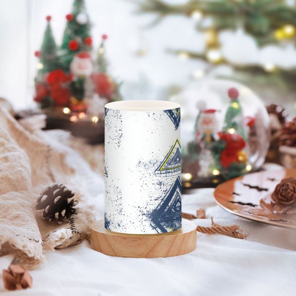 Geometric Triangle Pattern Set of 2 Flameless LED Candles Remote and Timer Indoor Outdoor