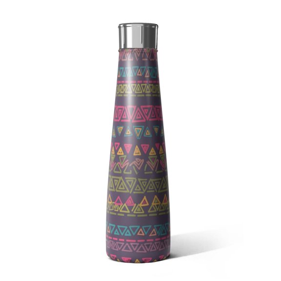 Geometric Triangle Purple Pattern Cola Shaped Water Bottle 1 Pack, Vacuum Insulated Slim Beverage Bottle Sweat Free Exterior Gifts Ideas for Teens Adults Office Workers Teachers