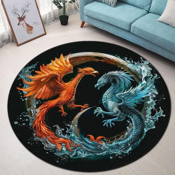 Geometric Triangle Round Area Rug, modern pattern circle carpet for dining room or office, soft washable non-slip floor mat, contemporary graphic décor accent