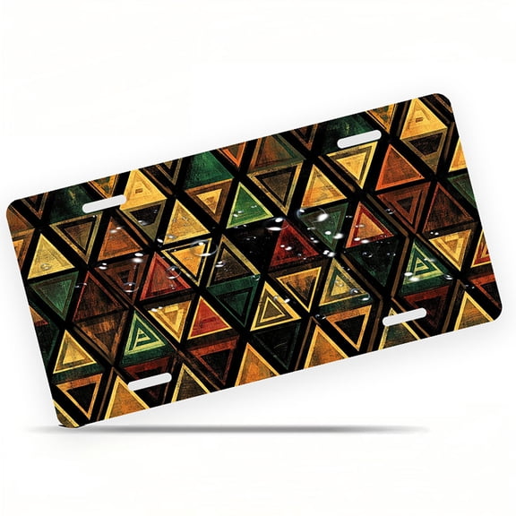 Geometric Triangle Tapestry Funny Personalized License Plate Rust-proof Stainless Steel Metal License Plate Suitable For Men And Women 12.2" x 6.2"